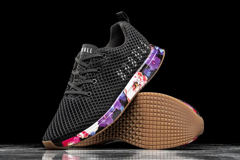 Black Nobull Space Floral Mesh Runner Men's Running Shoes | CA R1034V